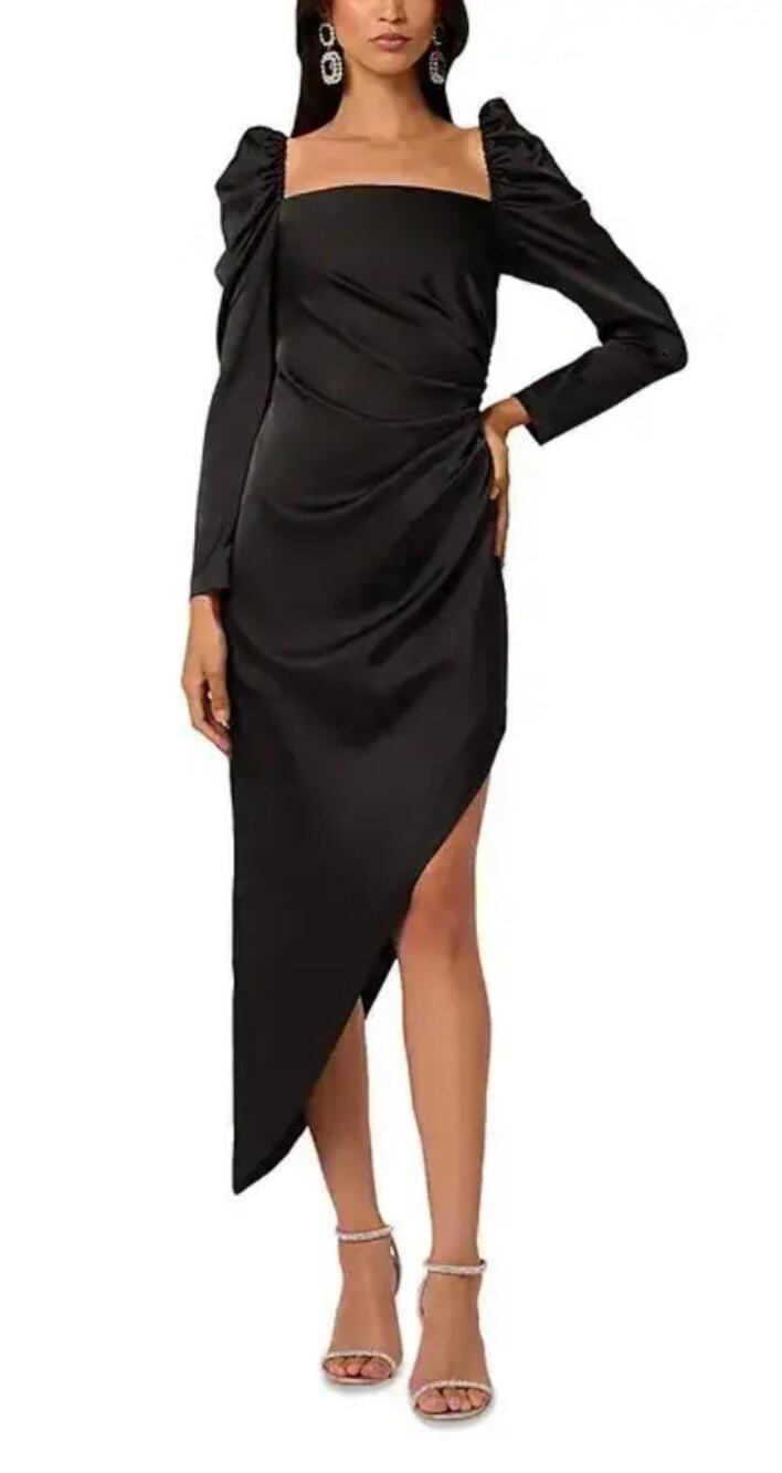 NEW Liv Foster Nora asymmetrical Midi dress Black Size 6